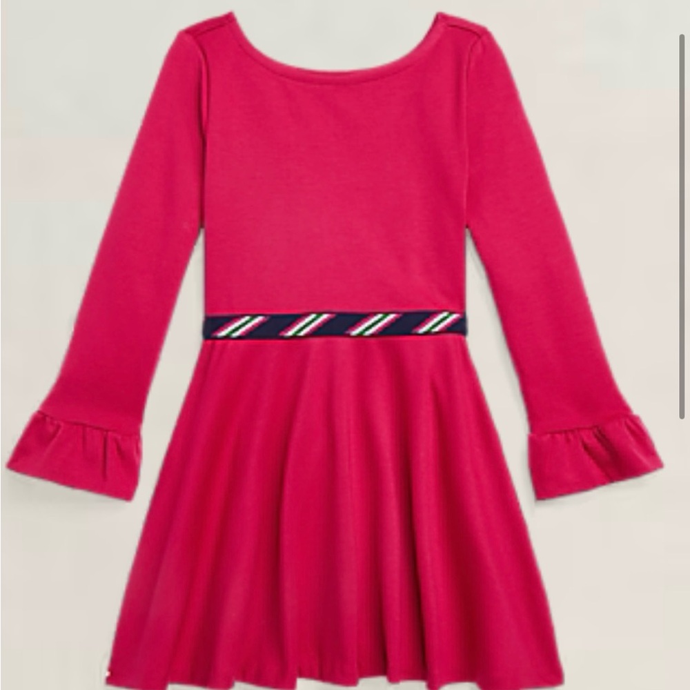 Ralph Lauren Girls Striped-Trim Ponte Dress Size 6X